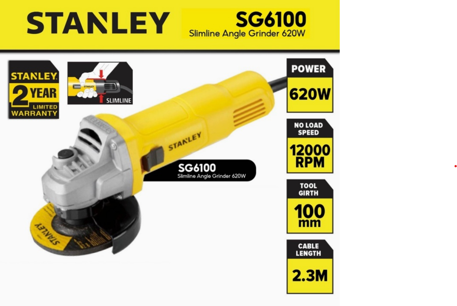 Máy mài góc Stanley SG6100-B1 620W đá 100mm