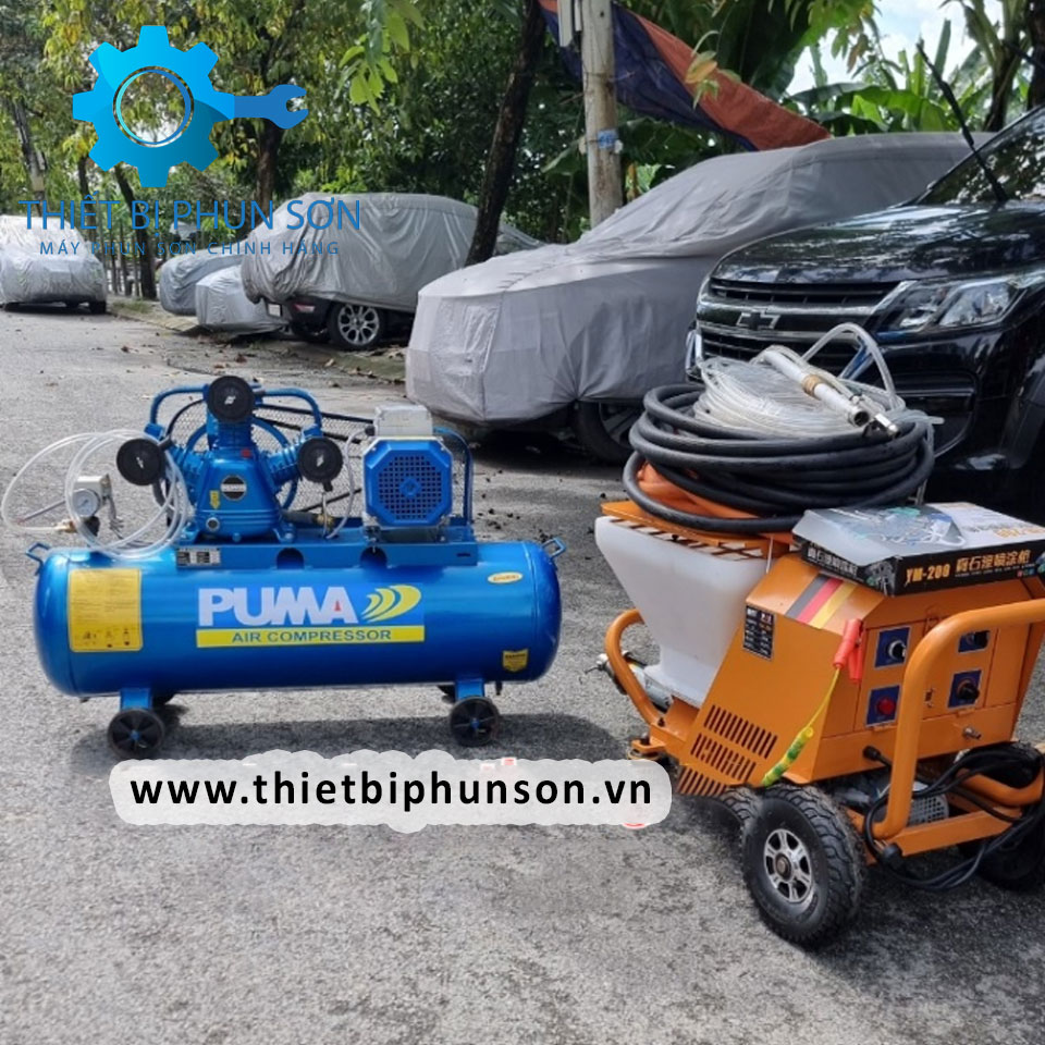 Máy phun vữa chống cháy D10 phải dùng kết hợp với máy nén khí 4HP